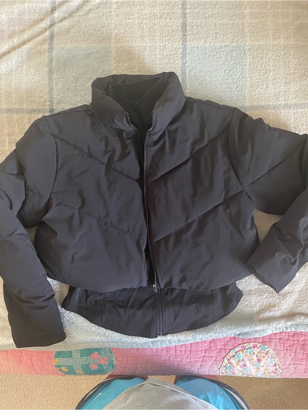 HALARA Black Cropped Puffer Jacket with High Collar